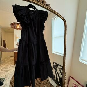 Ulla Johnson knee length black sleeveless cotton dress, size 6